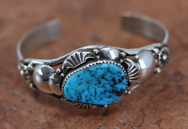 Navajo Silver Turquoise Bracelet by Nalwood