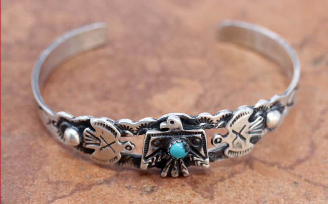 Navajo Silver Turquoise Eagle Bracelet