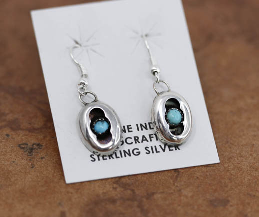 Navajo Silver Turquoise Shadowbox Earrings
