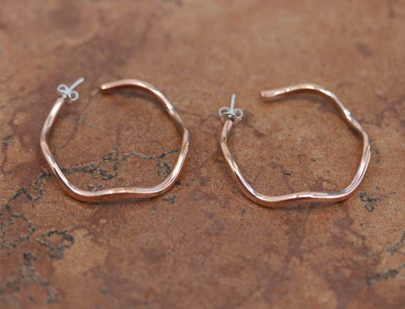 Navajo  Silver Copper Hoop Earrings