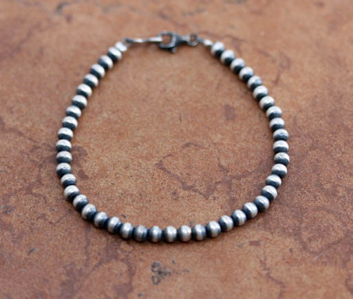 Navajo Pearl Style Silver Beaded Bracelet