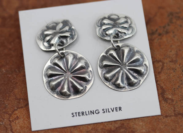 Navajo Silver Concho Earrings