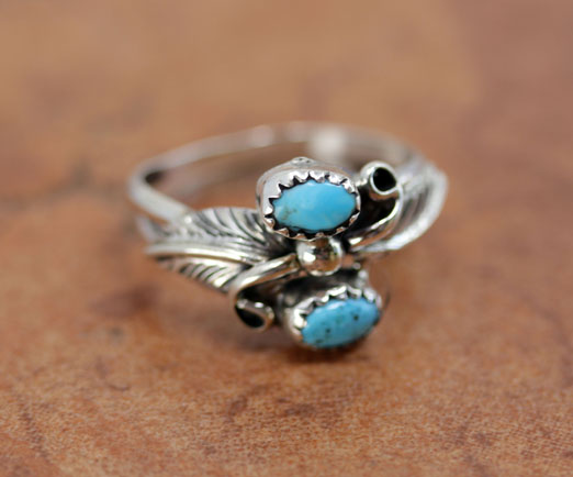 Navajo Silver Turquoise Ring Size 6 1/2