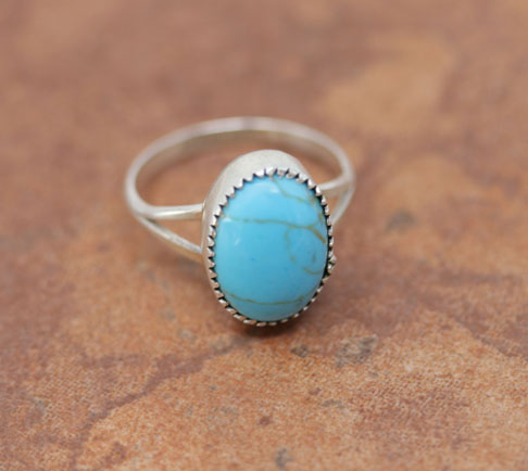 Navajo Silver Turquoise Ring Size 7