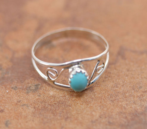 Navajo Silver Turquoise Ring Size 7