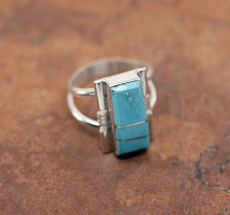 Navajo Silver Turquoise Ring Size 6 1/2