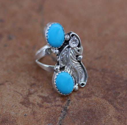 Navajo Silver Turquoise Ring Size 5 1/2