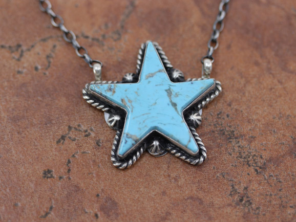 Navajo Silver Turquoise Star Necklace