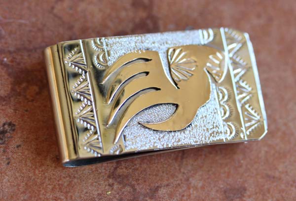 Native American Silver Gold Bear Paw Money Clip by RJ