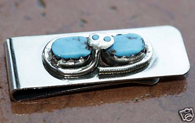 Zuni Native American Turquoise Money Clip by Effie