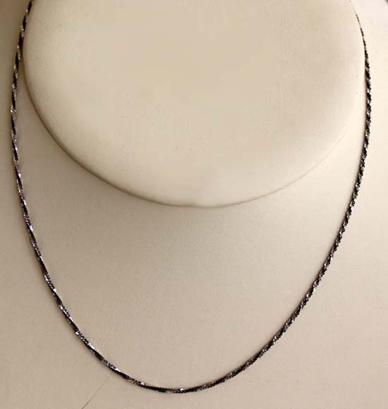 925 18 Inch Long Black and White Sterling Silver Chain