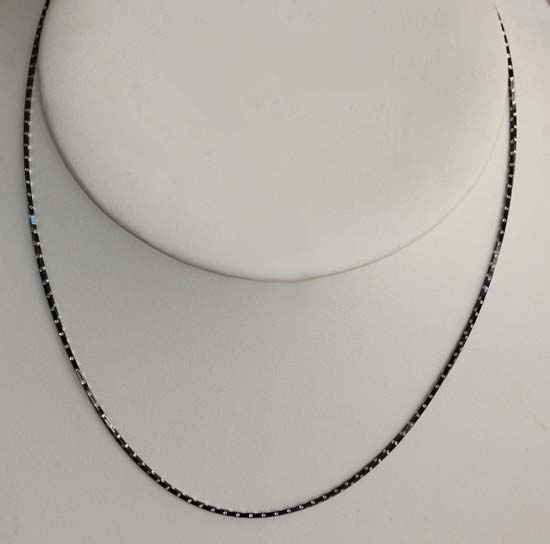 925 18 Inch Long Black and White Sterling Silver Chain