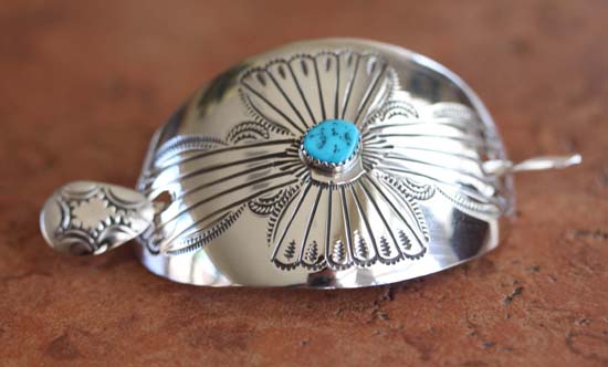 Navajo Silver Turquoise Barrette