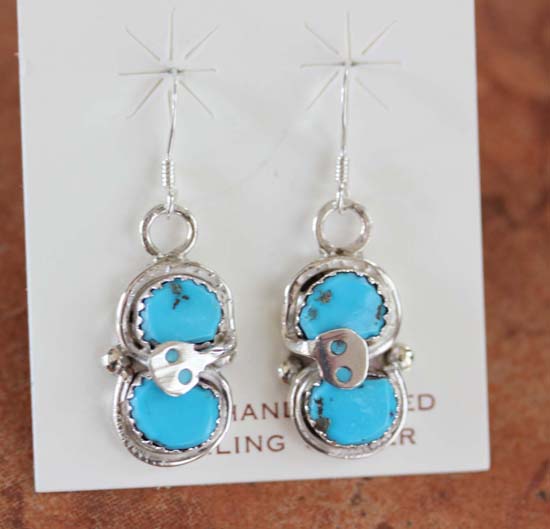 Zuni Silver Turquoise Earrings by Effie Calavaza