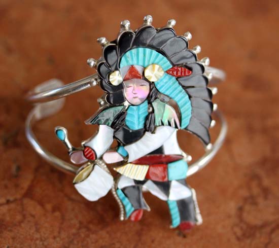 Zuni Silver Kachina Dancer Bracelet