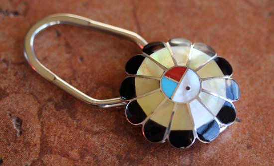 Zuni Silver Sunface Key Chain