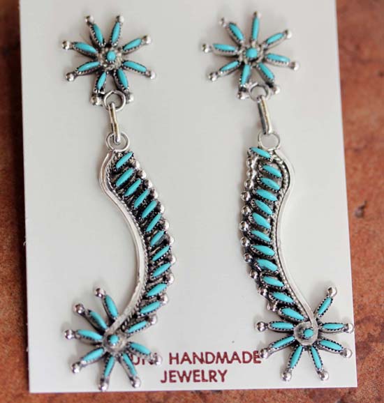 Zuni Silver Turquoise Earrings