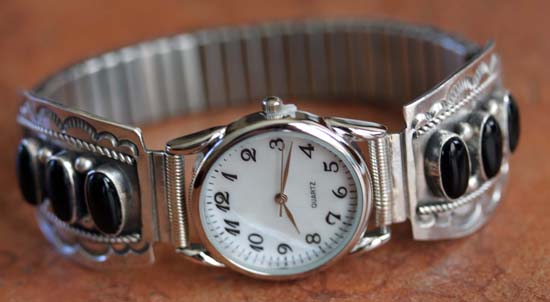 Navajo Silver Onyx Men's Watch