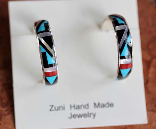 Zuni Silver Multi_Stone Earrings