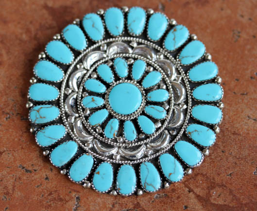 Navajo Turquoise Cluster Pin/Pendant by J Williams