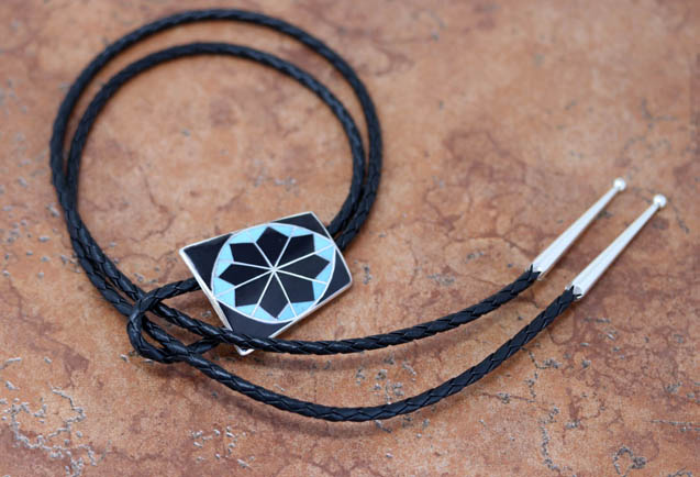 Zuni Silver Multi_Stone Bolo Tie