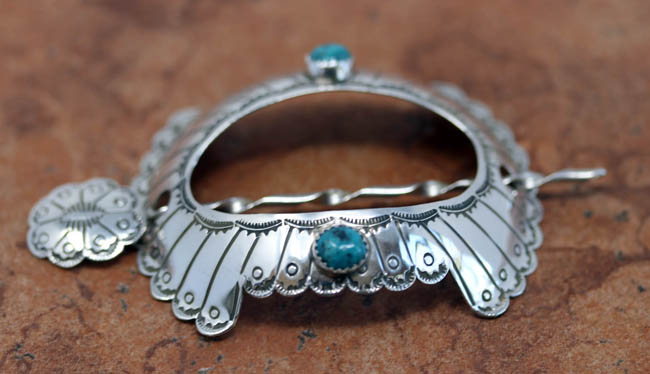 Navajo Silver Turquoise Turtle Barrette