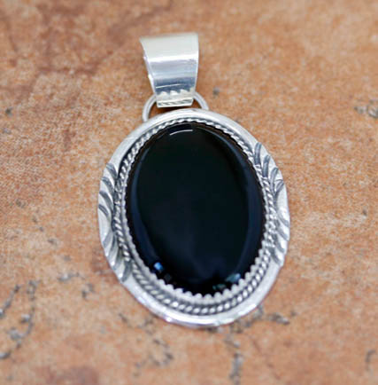 Navajo Sterling Silver Onyx Pendant