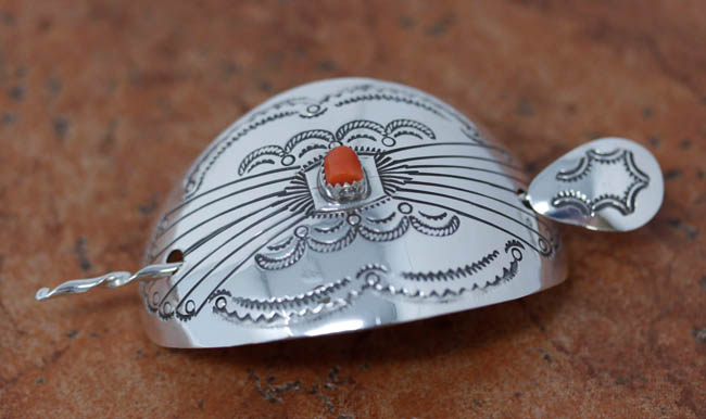 Navajo Silver Coral Barrette