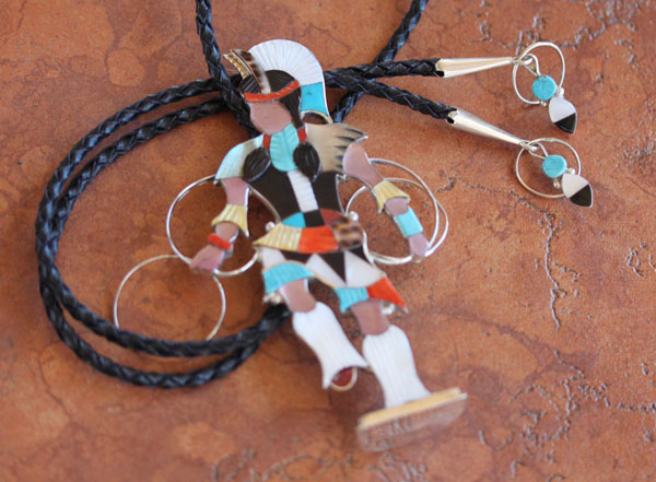 Zuni Silver Kachina Bolo Tie by Jon Beyuka