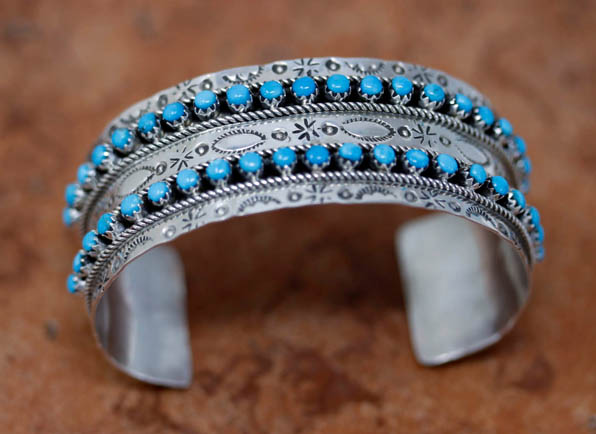Zuni Silver Turquoise Bracelet by JP Ukestine
