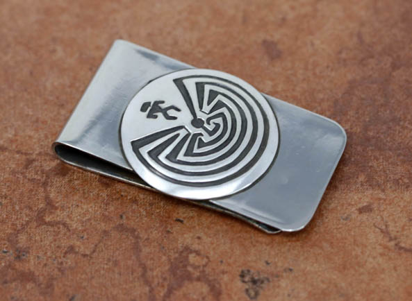 Navajo Silver Man in the Maze Money Clip