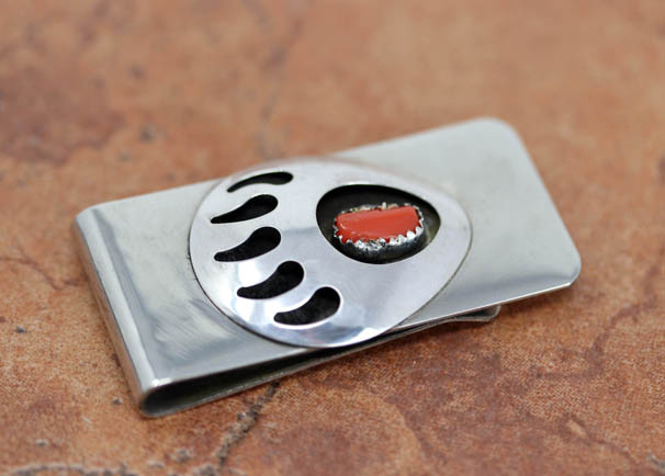 Navajo Coral Bear Claw Money Clip