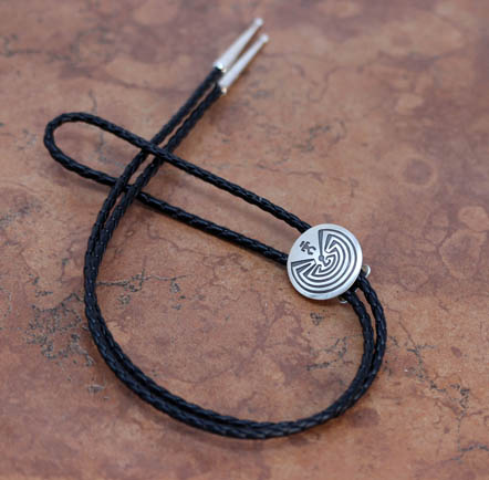 Navajo Silver Man in the Maze Bolo Tie