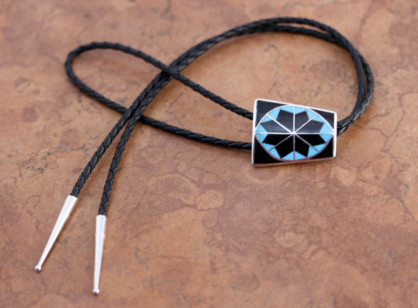 Zuni Silver Multi_Stone Bolo Tie