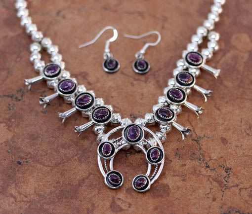 Navajo Squash Blossom Necklace and Earring Set