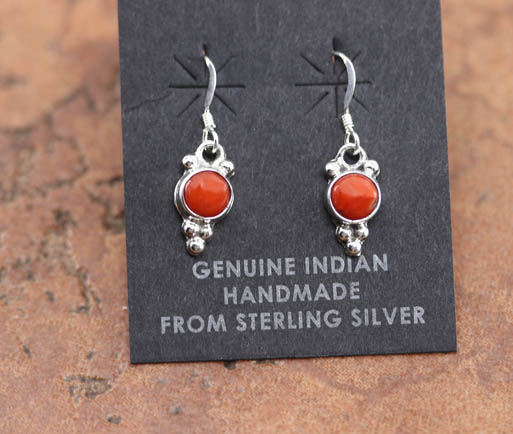 Navajo Silver Coral Earrings