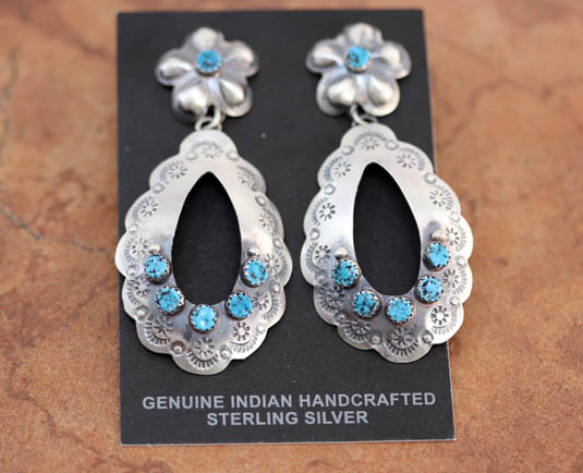 Navajo Silver Turquoise Earrings