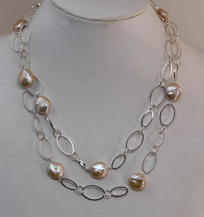 Freshwater Peach Pearl Beaded Necklace