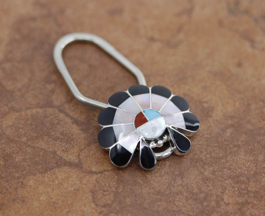 Zuni Silver Sunface Key Chain