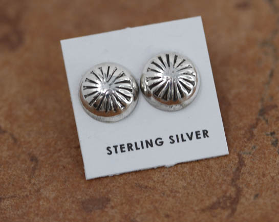 Navajo Silver Concho Post Earrings