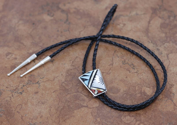 Zuni Silver Multi_Stone Bolo Tie