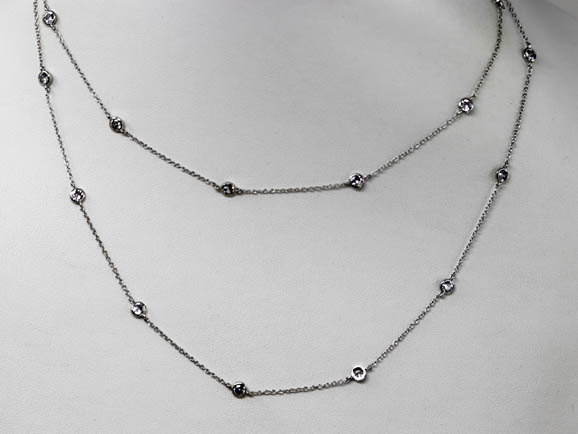 Rhodium Plated Cubic Zirconia Station Necklace