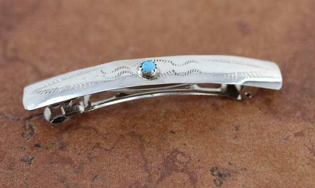 Navajo Silver Turquoise Hair Barrette