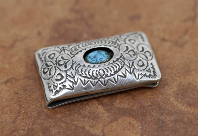 Navajo Silver Turquoise Money Clip