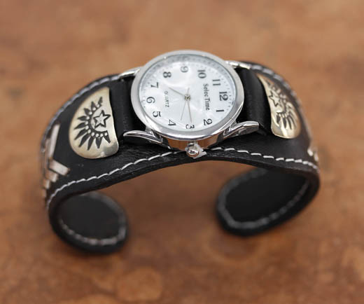 Navajo Leather Mens Watch Bracelet