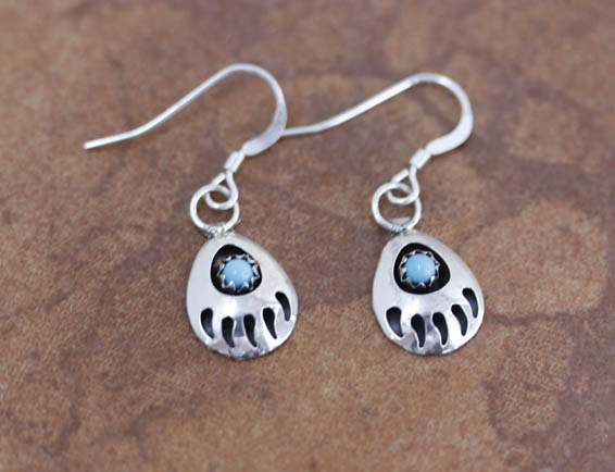 Navajo Turquoise Bear Paw Earrings