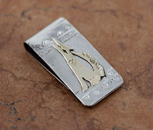 Navajo Silver Gold Wolf Money Clip