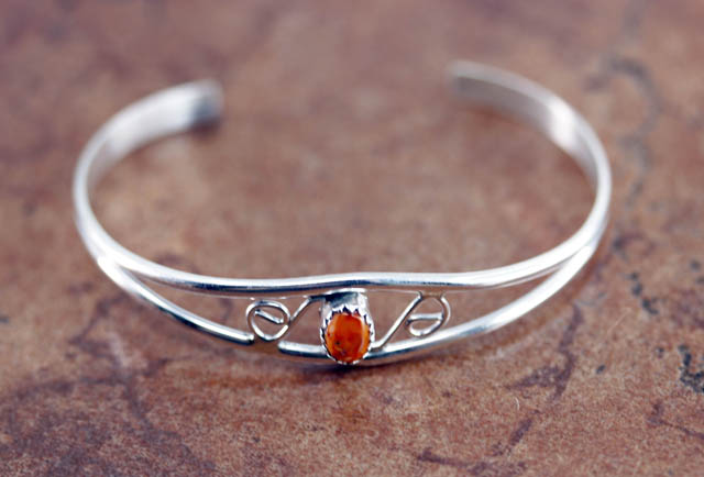 Navajo Sterling Silver Spiny Oyster Children's Bracelet