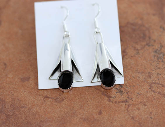 Navajo Onyx Earrings by L Yazzie