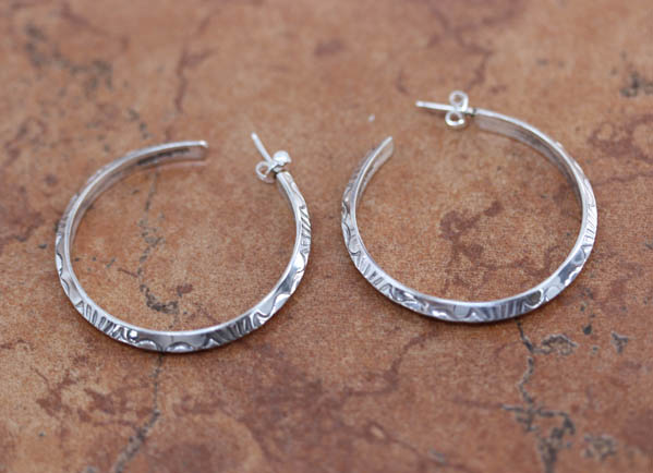 Navajo Silver Hoop Earrings